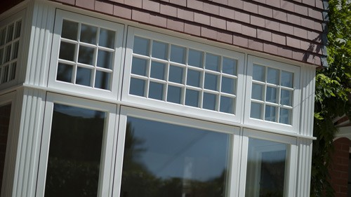 uPVC window frames in a timber style